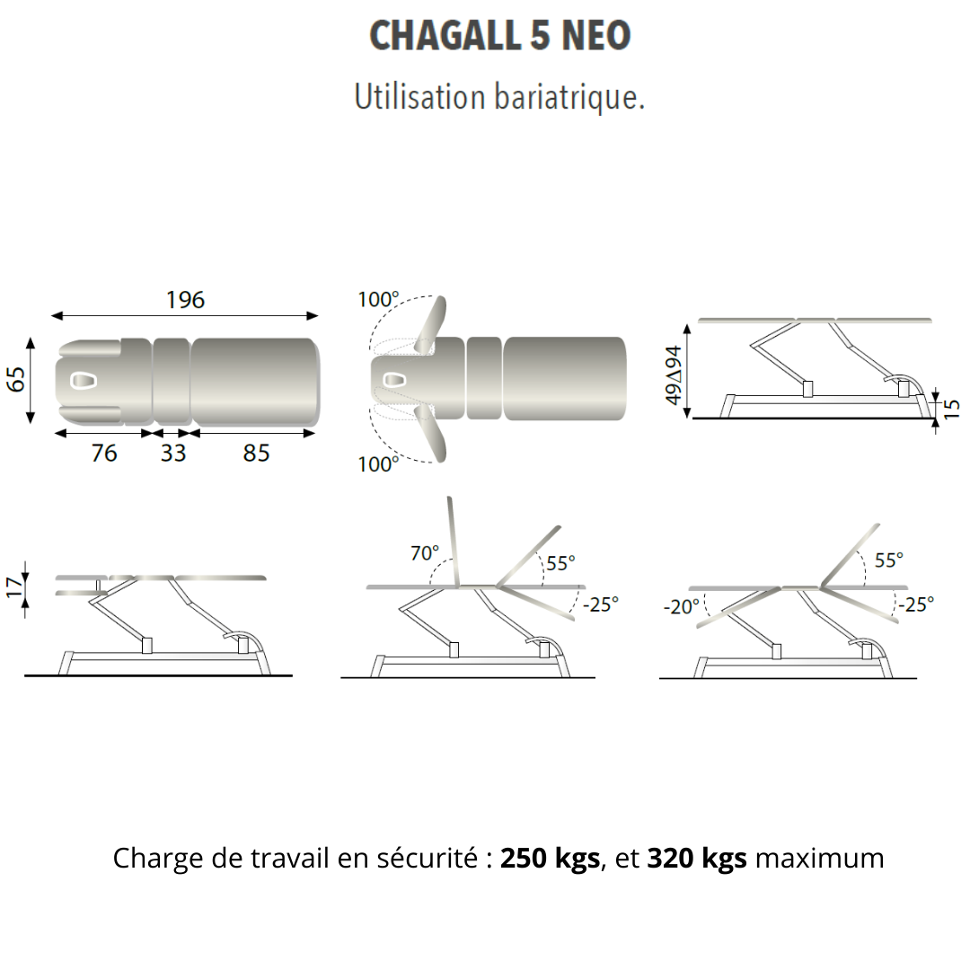 Table de massage CHAGALL NEO 5 plans