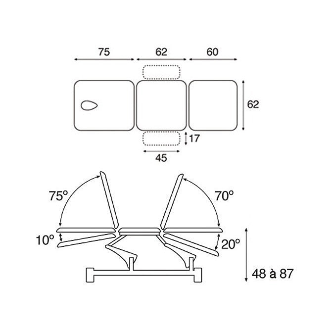 Table de Massage 3 plans C5757 - Ecopostural
