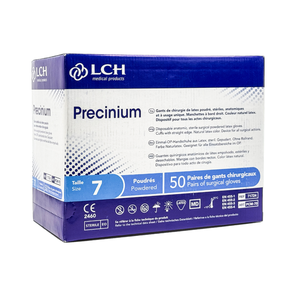 Gants stériles Precinium en latex poudré - Boîte de 50 paires