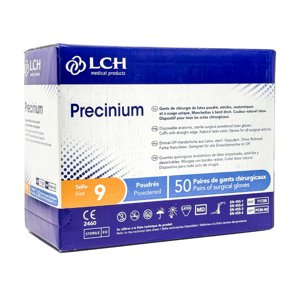 Gants stériles Precinium en latex poudré - Boîte de 50 paires