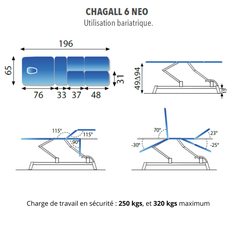Table de massage CHAGALL NEO 6 plans
