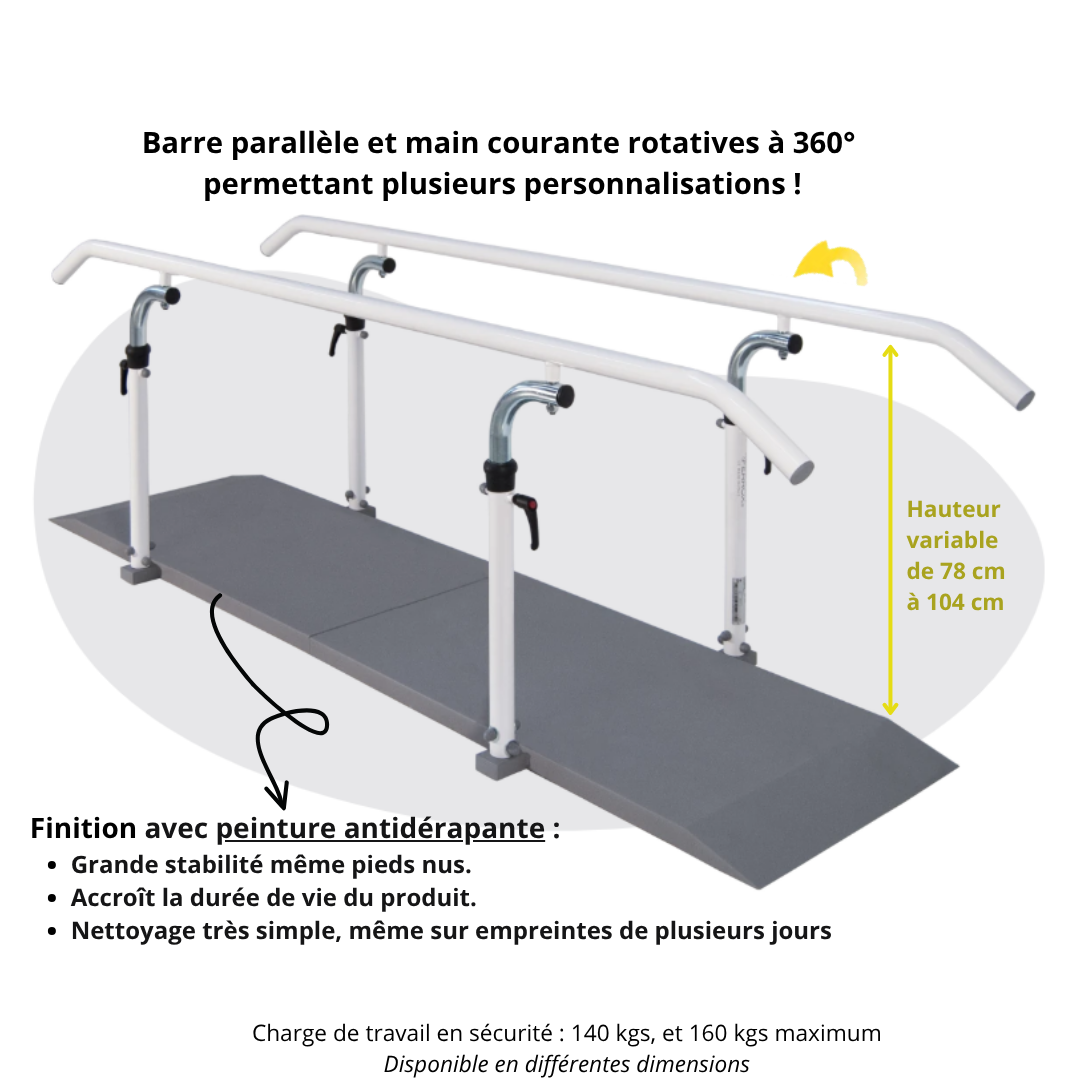 Barres Parallèles Ferrox - Avec Plancher antidérapant et main courante pivotante 360°
