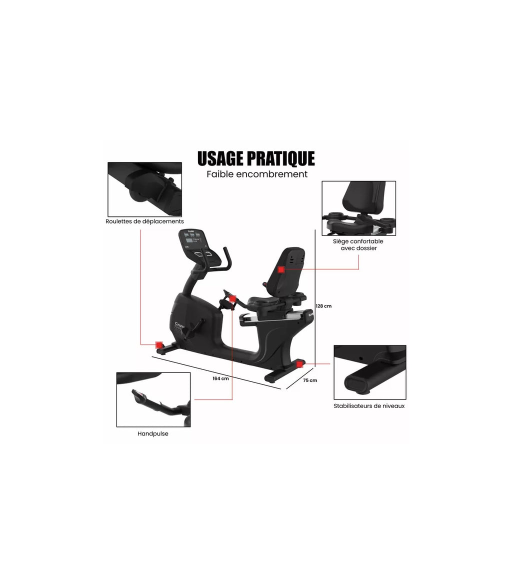 Vélo semi allongé ROADSTER LED auto-alimenté - CARE