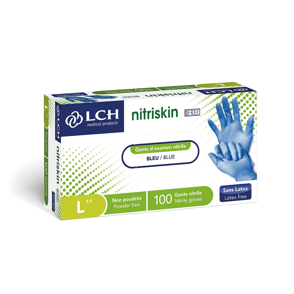 Gants Nitriskin Free en nitrile non poudrés - Bleu