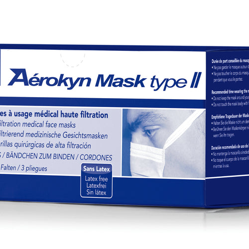 Masque Aérokyn type II avec lacets - Boîte de 50