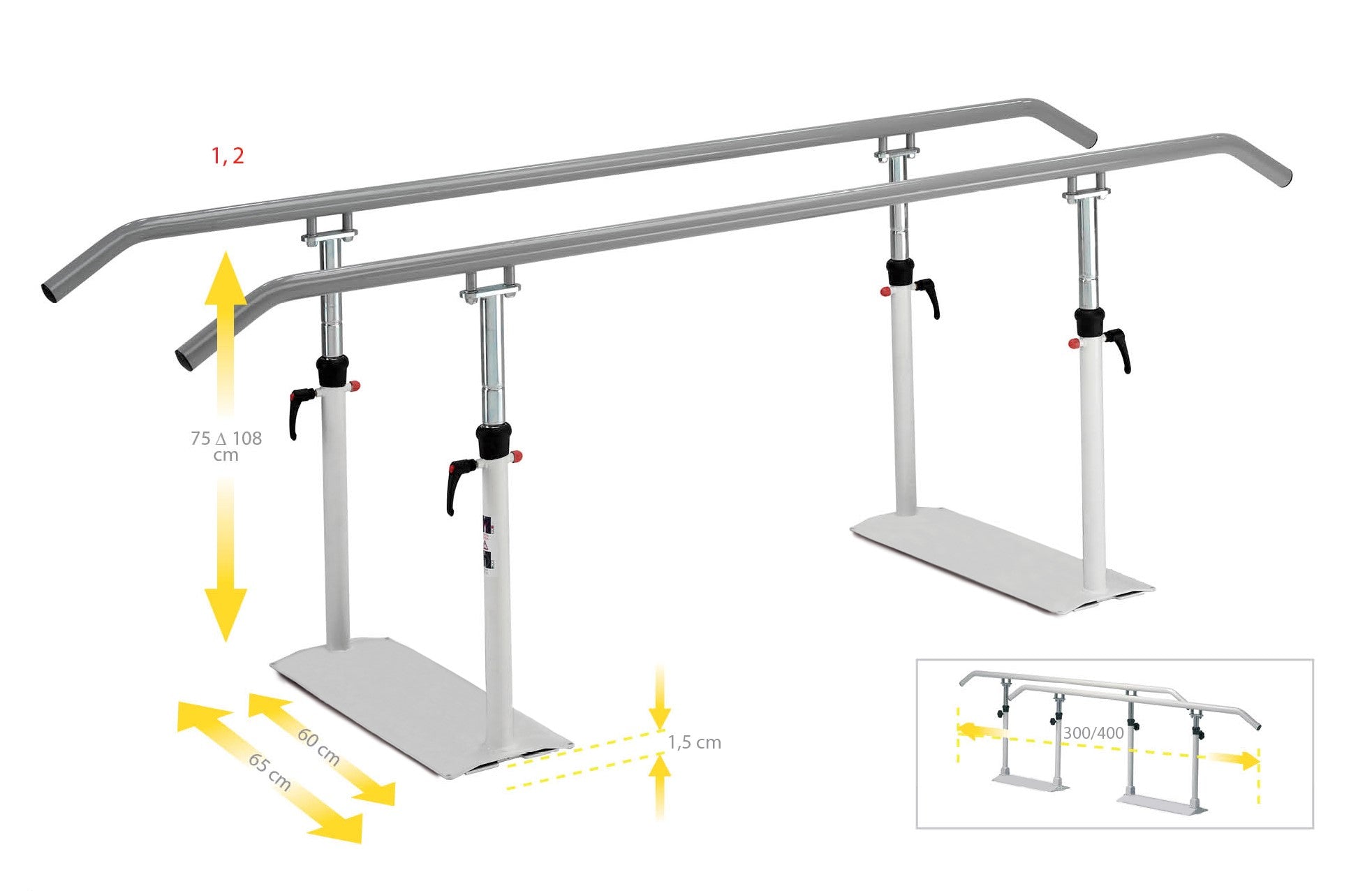 Barres parallèles pliantes Easy Click - 2,5 m