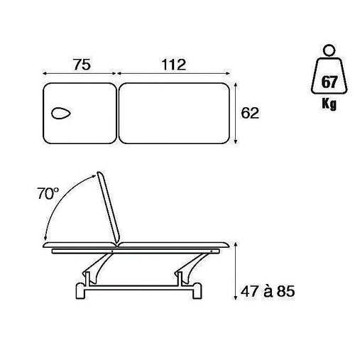 Table de Massage 2 Plans Hydraulique C3723