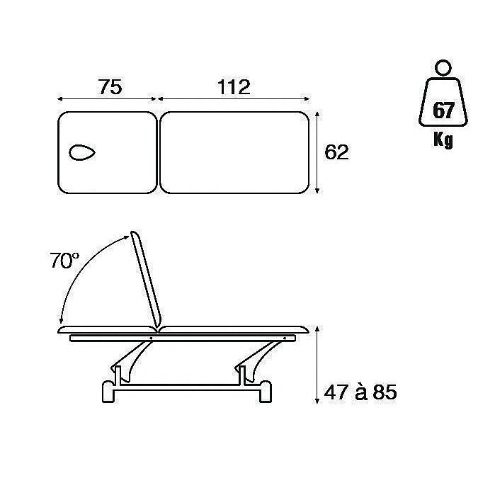 Table de Massage 2 Plans Hydraulique C3723