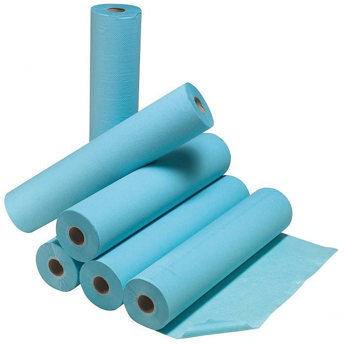 Drap d’examen plastifié bleu - 50 x 38 cm - Carton de 6 rouleaux