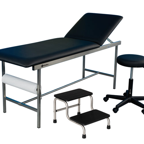 Kit d'installation Divan d'examen fixe + tabouret + marchepied 2 marches Inox