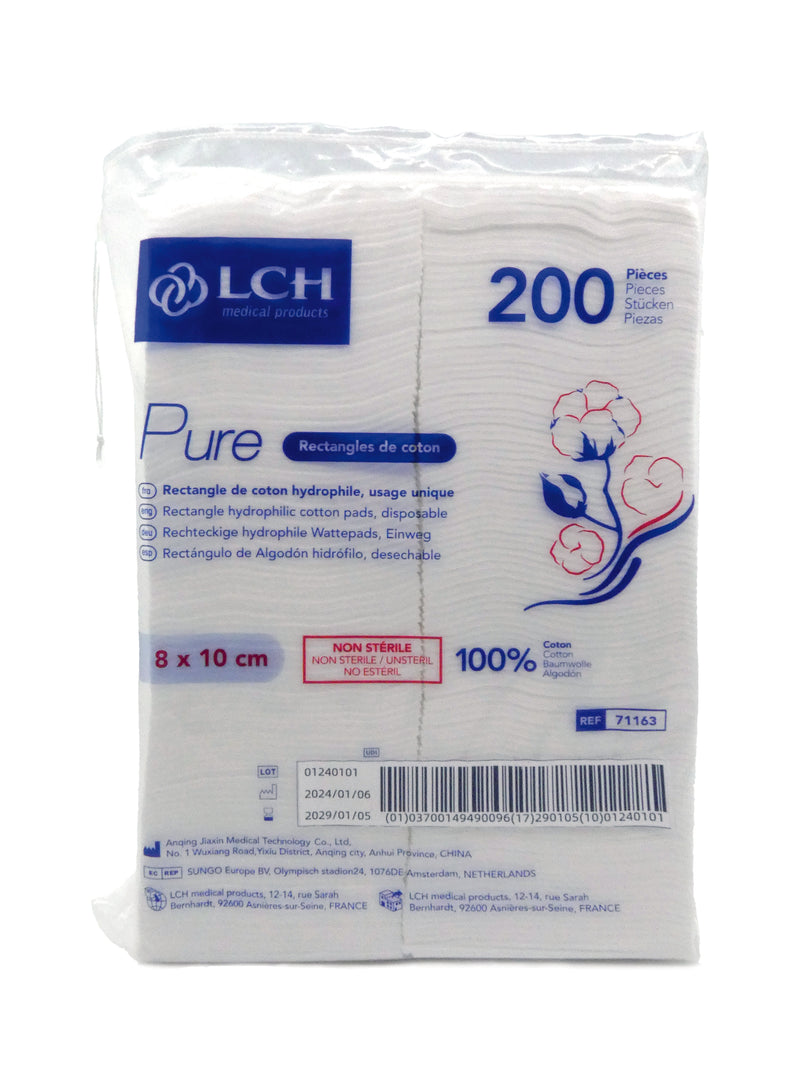 Rectangle de coton 8 x10 cm LCH Pure - Sachet de 200