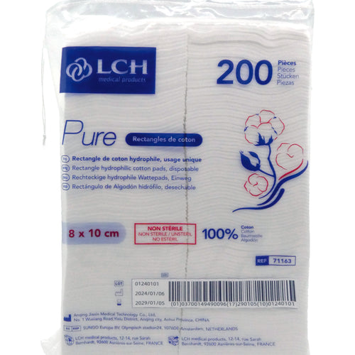 Rectangle de coton 8 x10 cm LCH Pure - Sachet de 200