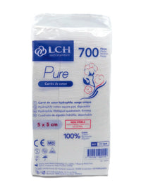 Carrés de coton 5 x 5cm LCH Pure - Sachet de 700