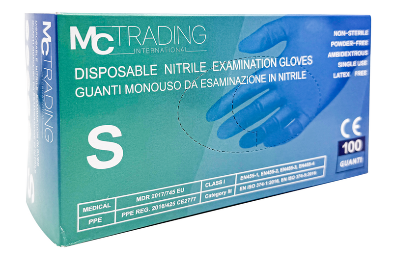 Gants de protection et d'examen en nitrile - Bleu - Boite de 100
