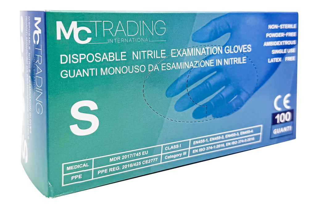 Gants de protection et d'examen en nitrile - Bleu - Boite de 100