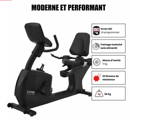 Vélo semi allongé ROADSTER LED auto-alimenté - CARE