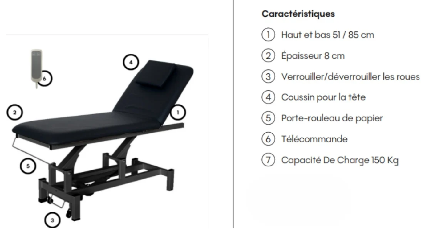 Table de massage électrique 2 plans VITAL